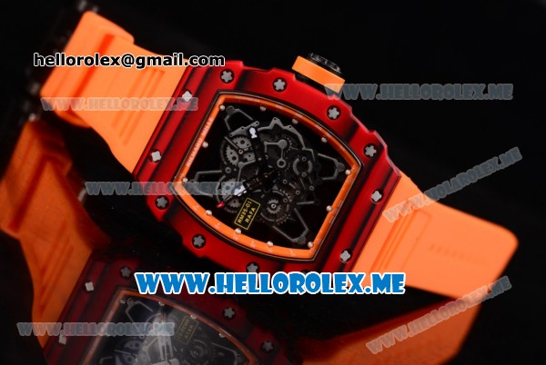 Richard Mille RM 35-01 RAFA Miyota 9015 Automatic PVD Case with Skeleton Dial and Orange Rubber Strap Dot Markers - Click Image to Close